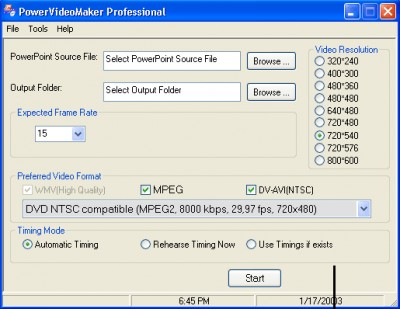PowerVideoMaker for PowerPoint 2000 1.8.67 screenshot