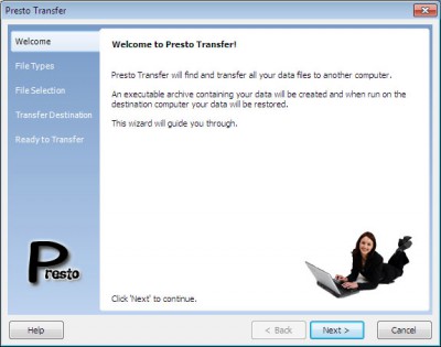 Presto Transfer IE and Windows Mail 3.42 screenshot