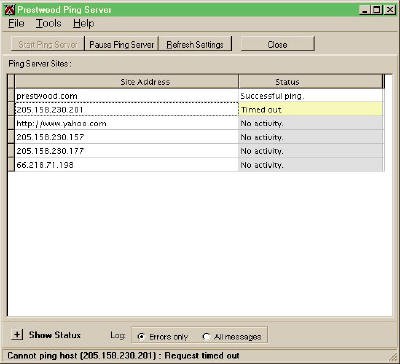 Prestwood Ping Server 1.1 screenshot