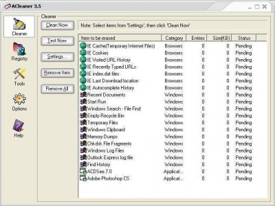 Privacy and Registry Cleaner 3.0 screenshot