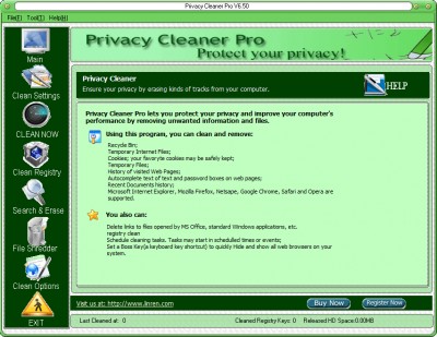 Privacy Cleaner Pro 6.50 screenshot
