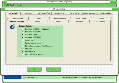 Privacy Cleaner 6.50 screenshot