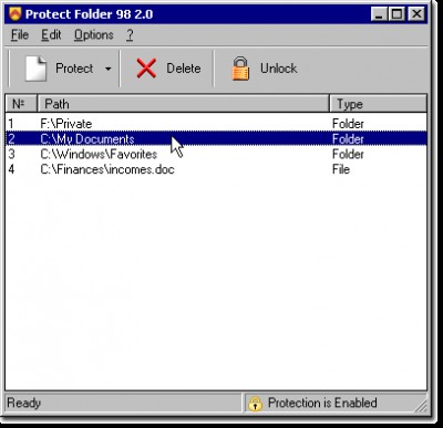 Protect Folder 98 3.0.1 screenshot