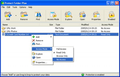 Protect Folder Plus 2.2 screenshot