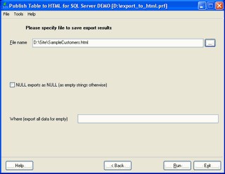 Publish Table to HTML for SQL Server 1.08.00 screenshot