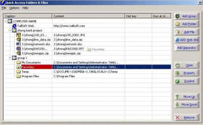 Quick Access Folders & Files 2.2 screenshot