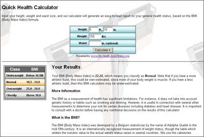 Quick Health Calculator 1.30 screenshot