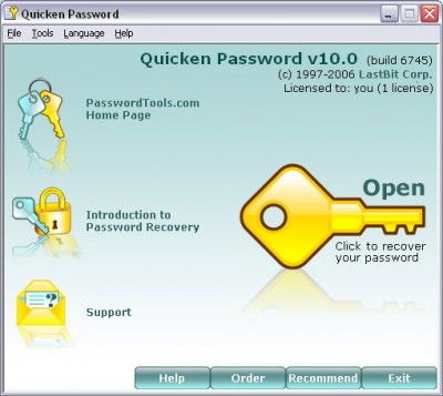 Quicken Password 10.0.6745 screenshot