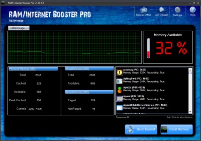 RAM/Internet Booster Pro 1.24.1.0 screenshot