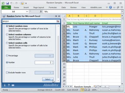 Random Sorter for Microsoft Excel 1.0.3 screenshot