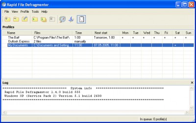 Rapid File Defragmentor 1.4 build screenshot