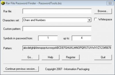 RAR Password Finder 1.01 screenshot