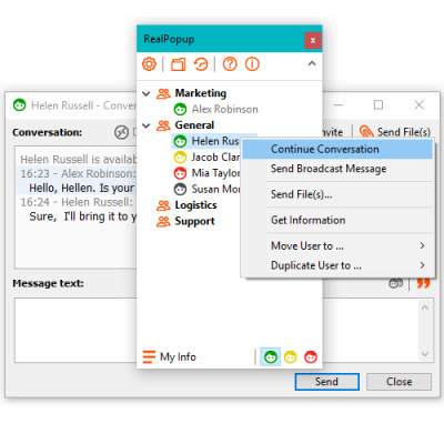 RealPopup LAN chat 6.5.2 screenshot
