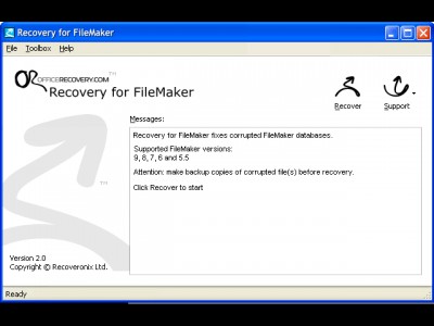 Recovery for FileMaker 2.0.0938 screenshot