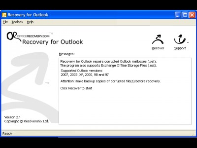 Recovery for Outlook 3.2.19638 screenshot