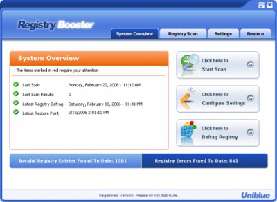 Registry Booster v1 3.0 screenshot