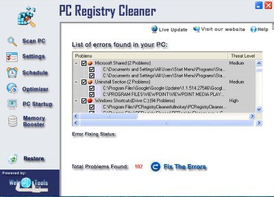 Registry Cleaner Software Tool 3.0 screenshot