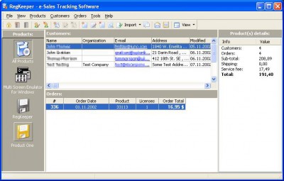 RegKeeper- e-Sales Tracking Software 2.2 screenshot