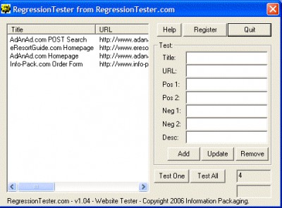 Regression Tester 1.04 screenshot
