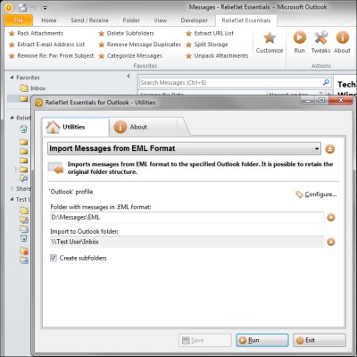 ReliefJet Essentials for Outlook 4.13.8 screenshot