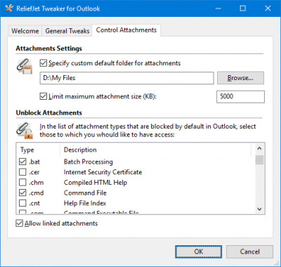 ReliefJet Tweaker for Outlook 1.2.4 screenshot