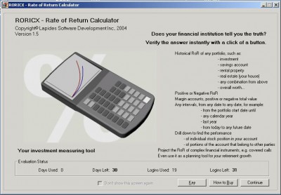 RORICX - Rate of Return Calculator 1.5 screenshot