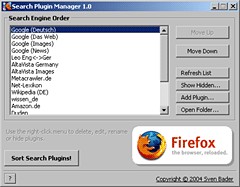 Search Plugin Manager (for Firefox tm) 1.02 screenshot