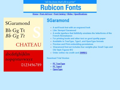 SGaramond Font Type1 2.00 screenshot