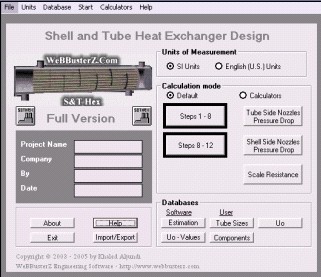 Shell and Tube Heat Exchanger Design 1.4.1 screenshot