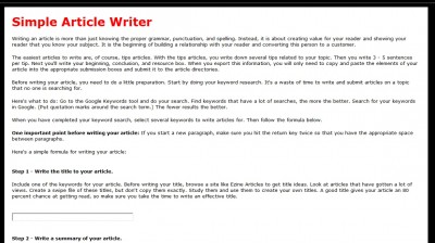Simple Article Writer 1.0 screenshot