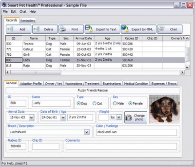 Smart Pet Health Professional 1.10 screenshot