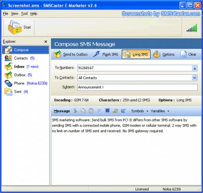 SMSCaster E-Marketer 2.6 Build screenshot