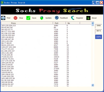 Socks Proxy Search 2.5 screenshot