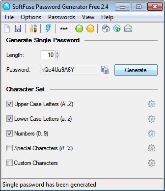 SoftFuse Password Generator Free 2.5 screenshot