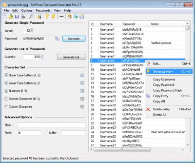 SoftFuse Password Generator Pro 2.7 screenshot