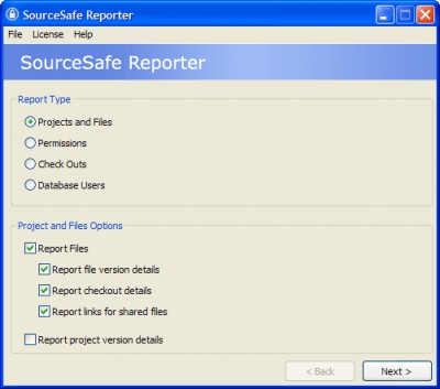 SourceSafe Reporter 2.1 screenshot