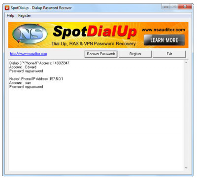 SpotDialup Password Recover 1.6.8 screenshot