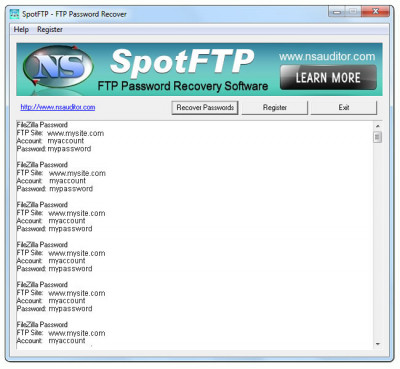 SpotFTP Password Recover 2.5.0 screenshot