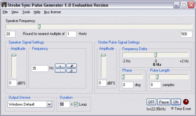 Strobe Sync Loudspeaker Test Software 1.2 screenshot