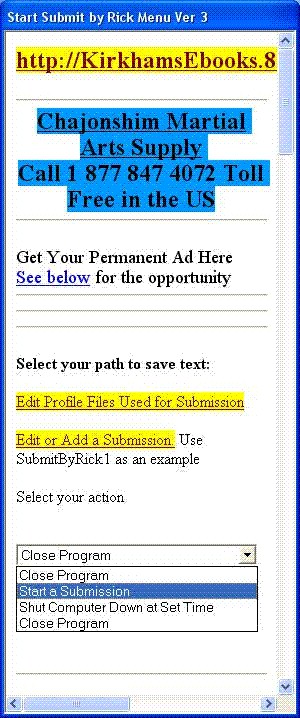 SubmitByRick Freeware Submission Program 4.0 screenshot