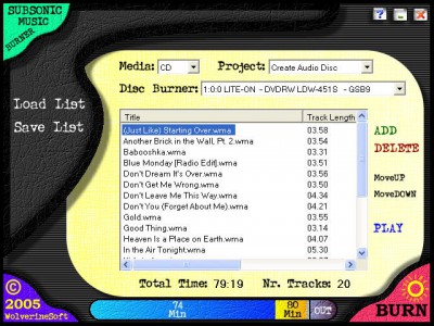SubSonic Music Burner 1.9.10 screenshot