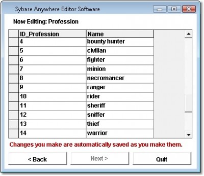 Sybase Anywhere Editor Software 7.0 screenshot