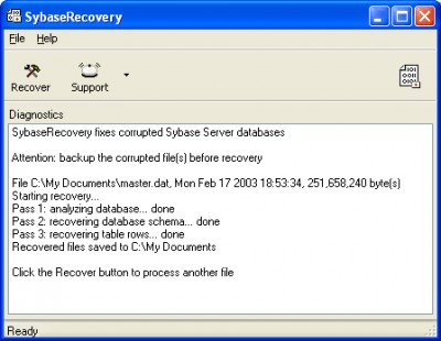 SybaseRecovery 1.0.0821 screenshot