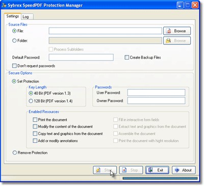 Sybrex SpeedPDF Protection Manager 2.0 screenshot