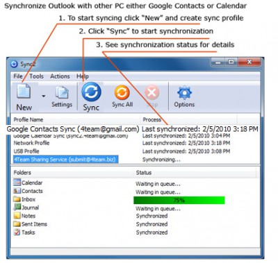 Sync2 for Outlook 2.76 screenshot