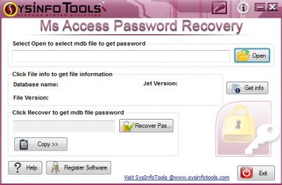 SysInfoTools Access Password Recovery 4.01 screenshot