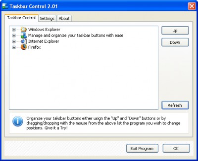 Taskbar Control 2.01c screenshot