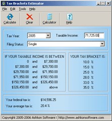 Tax Brackets Estimator 1.2 screenshot