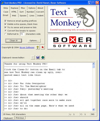 Text Monkey Lite 1.0.1 screenshot