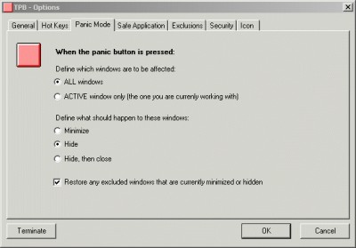 The Panic Button - Privacy Software 1.3.0 screenshot